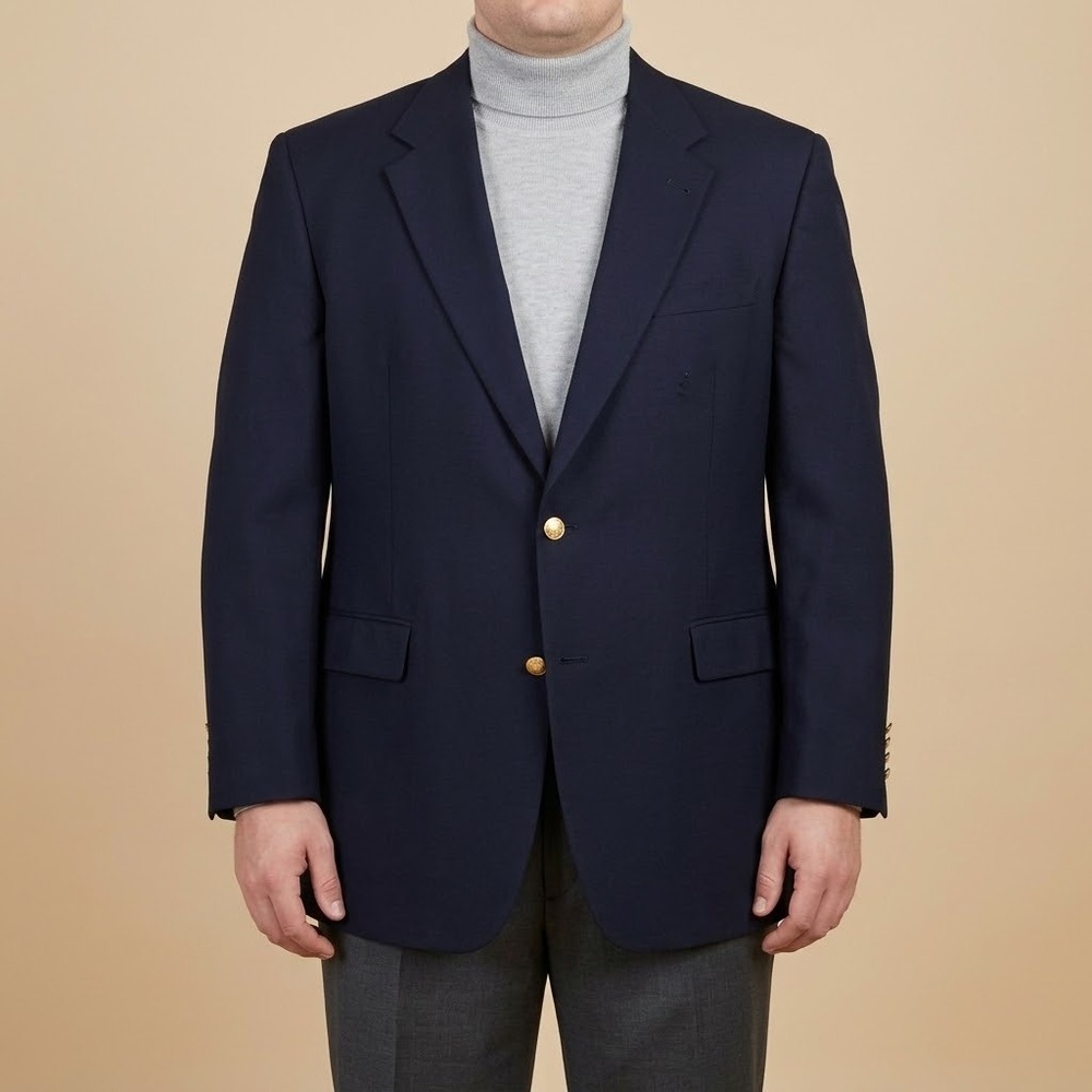 Hart Schaffner Marx Dillard's Navy Blazer Men's L Wool USA Gold Buttons